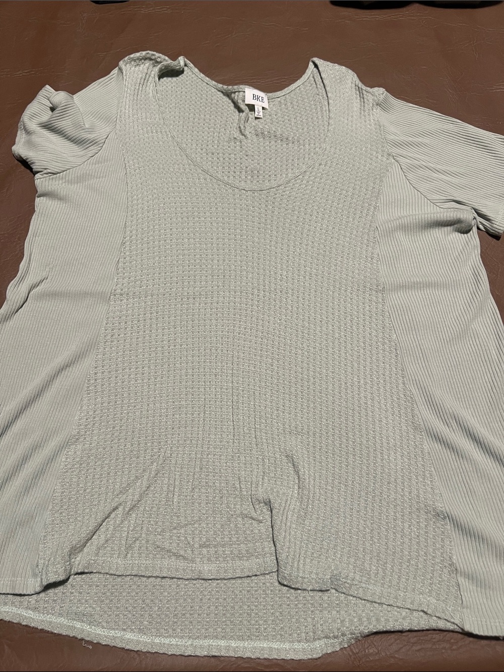 BKE Soft Sage Scoop Neck Knit Top